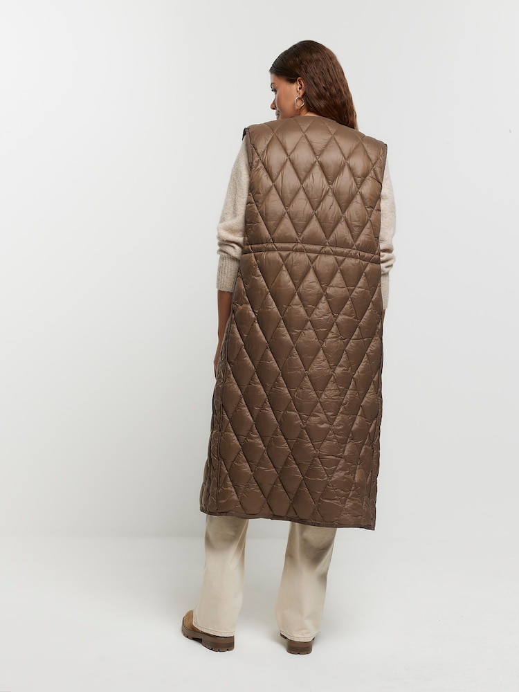 River Island Brown Quilted Gilet - Image 2 of 4