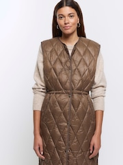 River Island Brown Quilted Gilet - Image 3 of 4