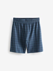 Blue/Grey Check Jersey Short 100% Cotton Pyjamas Set 2 Pack - Image 12 of 13