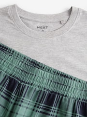 Blue/Grey Check Jersey Short 100% Cotton Pyjamas Set 2 Pack - Image 13 of 13