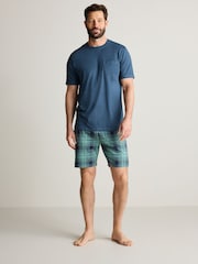 Blue/Grey Check Jersey Short 100% Cotton Pyjamas Set 2 Pack - Image 2 of 13