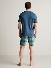 Blue/Grey Check Jersey Short 100% Cotton Pyjamas Set 2 Pack - Image 3 of 13
