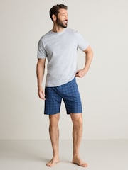 Blue/Grey Check Jersey Short 100% Cotton Pyjamas Set 2 Pack - Image 5 of 13