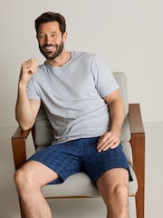 Blue/Grey Check Jersey Short 100% Cotton Pyjamas Set 2 Pack - Image 6 of 13