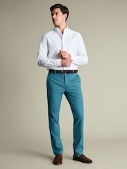 Charles Tyrwhitt Teal Blue Regular Fit Ultimate Non-Iron Chino Trousers - Image 4 of 6