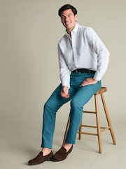 Charles Tyrwhitt Teal Blue Regular Fit Ultimate Non-Iron Chino Trousers - Image 5 of 6