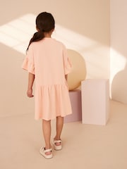 Orange Crochet Embellished Short Sleeve Jersey Dress (3-16yrs) - Image 3 of 6