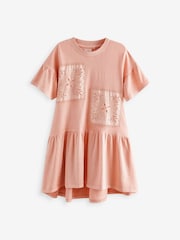 Orange Crochet Embellished Short Sleeve Jersey Dress (3-16yrs) - Image 4 of 6