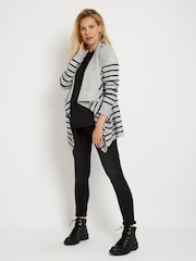 JoJo Maman Bébé Marl Grey Grey Stripe Maternity & Nursing Cardigan - Image 2 of 3