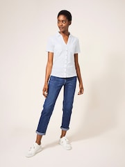 White Stuff White Pocket Penny Jersey 100% Cotton Shirt - Image 1 of 7