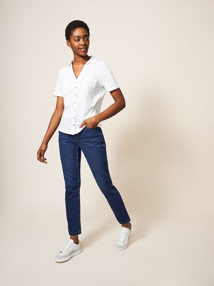 White Stuff White Pocket Penny Jersey 100% Cotton Shirt - Image 3 of 7