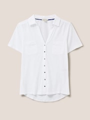 White Stuff White Pocket Penny Jersey 100% Cotton Shirt - Image 5 of 7