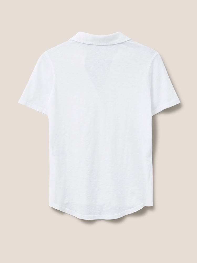 White Stuff White Pocket Penny Jersey 100% Cotton Shirt - Image 6 of 7