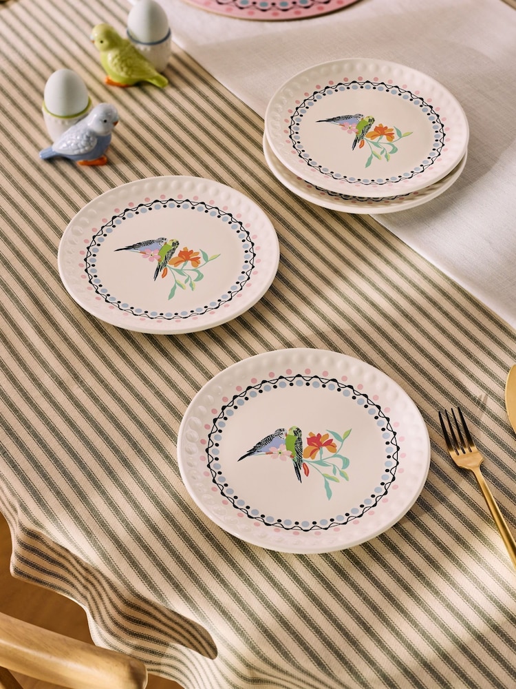 Cath Kidston Set of 4 Cream Painted Table Side Plates - Image 1 of 4