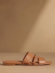Russell & Bromley Tan Clyde Flat Mule Sandals - Image 2 of 7