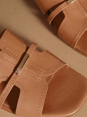 Russell & Bromley Tan Clyde Flat Mule Sandals - Image 4 of 7