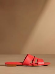Russell & Bromley Red Clyde Flat Mule Sandals - Image 2 of 7