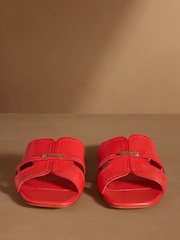 Russell & Bromley Red Clyde Flat Mule Sandals - Image 3 of 7