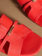 Russell & Bromley Red Clyde Flat Mule Sandals - Image 4 of 7