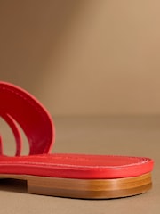 Russell & Bromley Red Clyde Flat Mule Sandals - Image 5 of 7