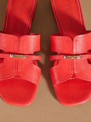 Russell & Bromley Red Clyde Flat Mule Sandals - Image 6 of 7