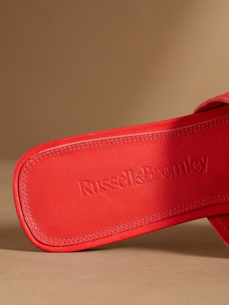 Russell & Bromley Red Clyde Flat Mule Sandals - Image 7 of 7