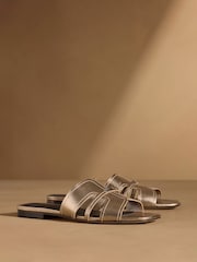 Russell & Bromley Metallic Clyde Flat Mule Sandals - Image 1 of 7