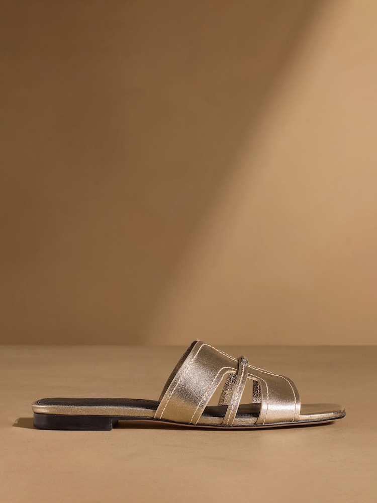 Russell & Bromley Metallic Clyde Flat Mule Sandals - Image 2 of 7