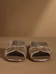 Russell & Bromley Metallic Clyde Flat Mule Sandals - Image 3 of 7