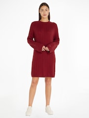 Tommy Hilfiger Red Cable Knit Dress - Image 1 of 6