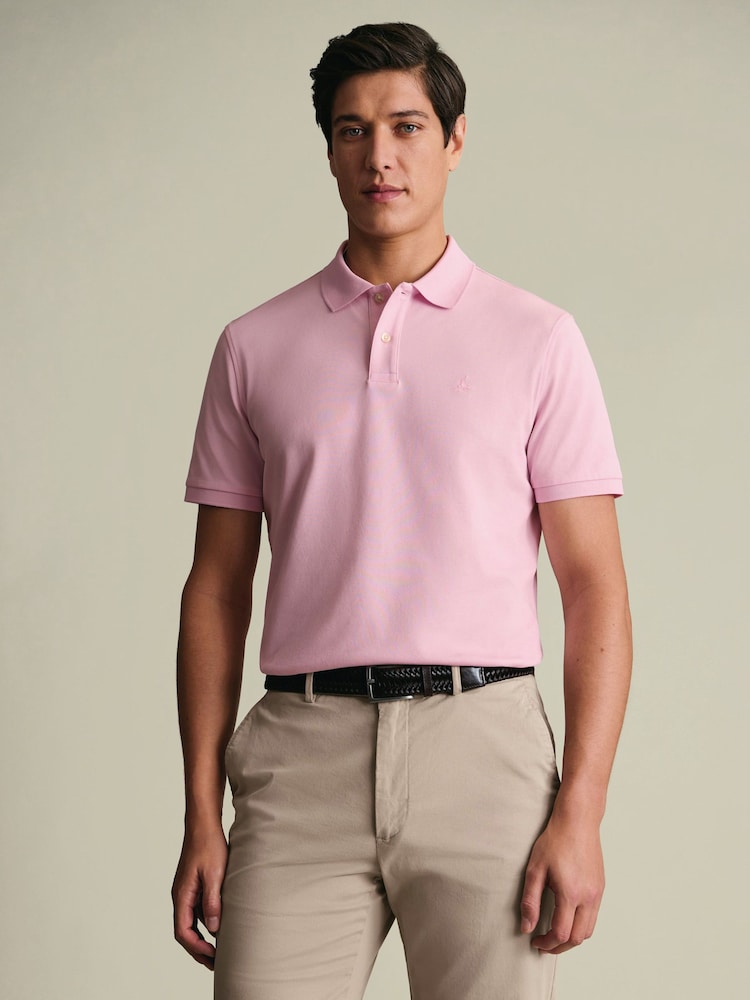 Charles Tyrwhitt Pink Short Sleeve Cotton Stretch Pique Polo - Image 1 of 5 Charles Tyrwhitt Pink Short Sleeve Cotton Stretch Pique Polo - Image 1 of 5
