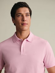 Charles Tyrwhitt Pink Short Sleeve Cotton Stretch Pique Polo - Image 2 of 5