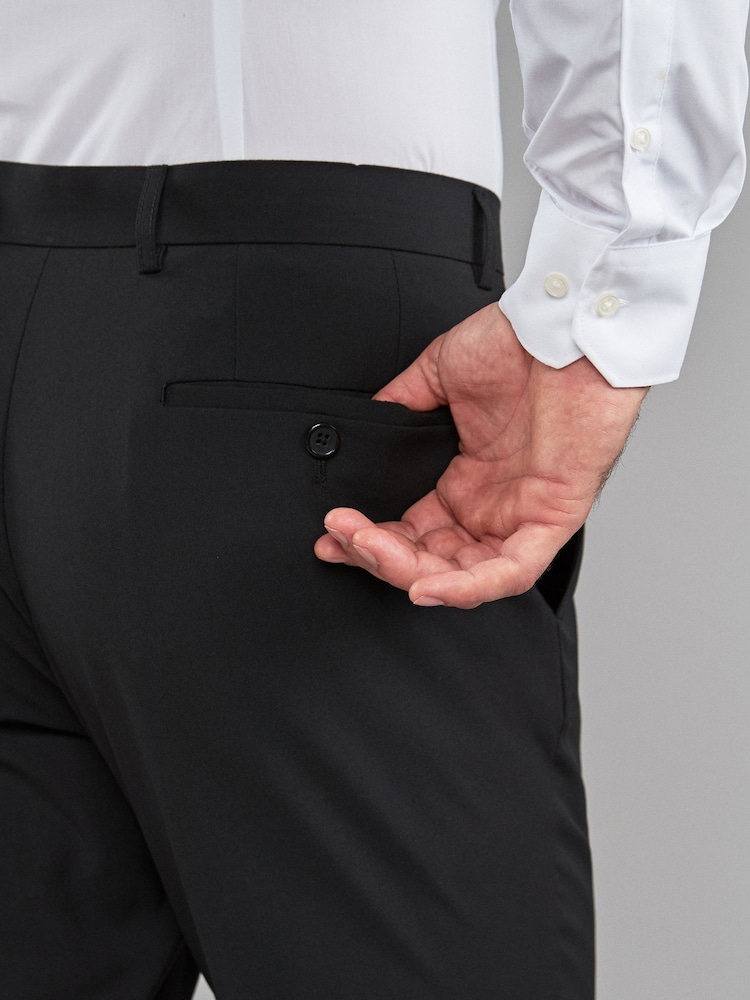 Black Regular Fit Stretch Smart Trousers - Image 3 of 4