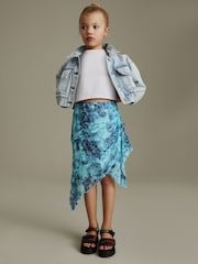 Multi Blue Floral Printed Asymmetric Skirt (3-16yrs) - Image 1 of 8