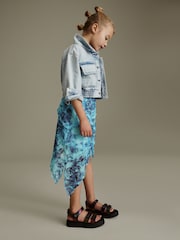 Multi Blue Floral Printed Asymmetric Skirt (3-16yrs) - Image 2 of 8