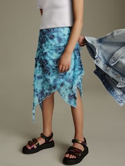 Multi Blue Floral Printed Asymmetric Skirt (3-16yrs) - Image 3 of 8