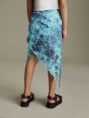 Multi Blue Floral Printed Asymmetric Skirt (3-16yrs) - Image 4 of 8