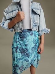 Multi Blue Floral Printed Asymmetric Skirt (3-16yrs) - Image 5 of 8