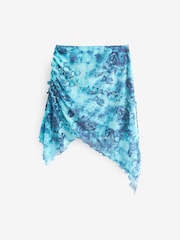 Multi Blue Floral Printed Asymmetric Skirt (3-16yrs) - Image 7 of 8
