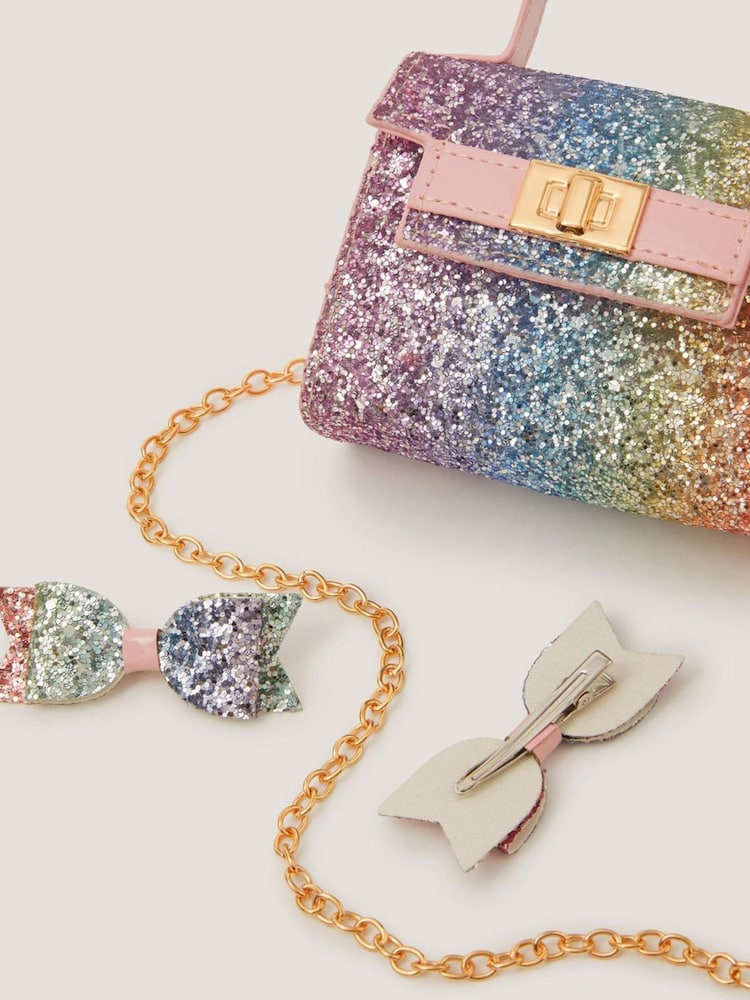 Monsoon Purple Ombré Glitter Bag & Hair Clips Set - Image 2 of 2