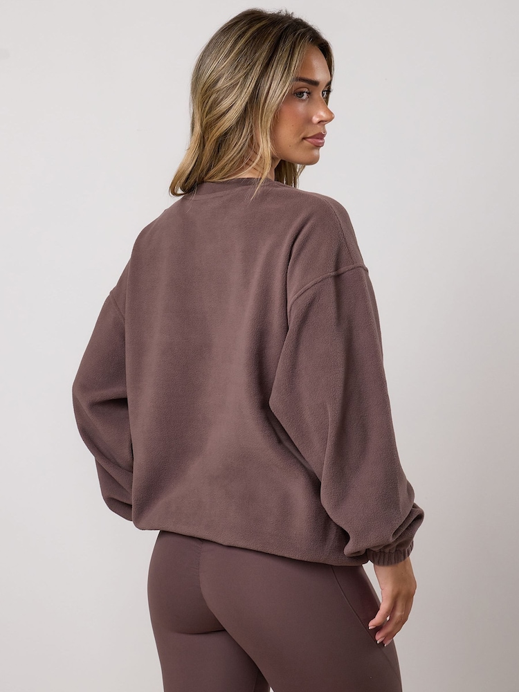 Gym King Sanctuary Polar Fleece cu guler rotund - Mocha închis - Imaginea 2 din 4
