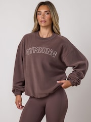 Gym King Sanctuary Polar Fleece cu guler rotund - Mocha închis - Imaginea 3 din 4