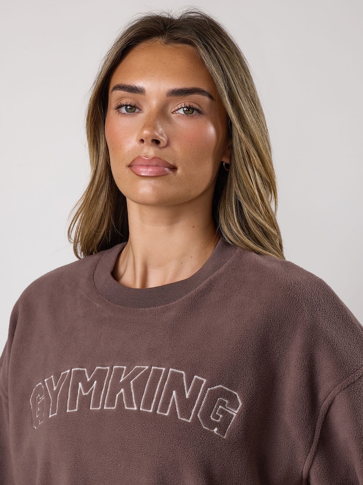 Gym King Sanctuary Polar Fleece cu guler rotund - Mocha închis - Imaginea 4 din 4