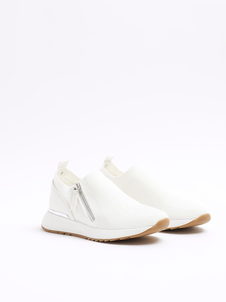 River Island White Knitted Slip On Trainers - Image 2 of 4