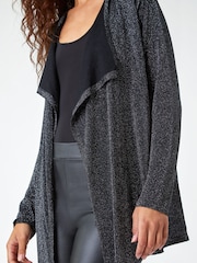 Roman Black Shimmer Waterfall Stretch Cardigan - Image 5 of 5