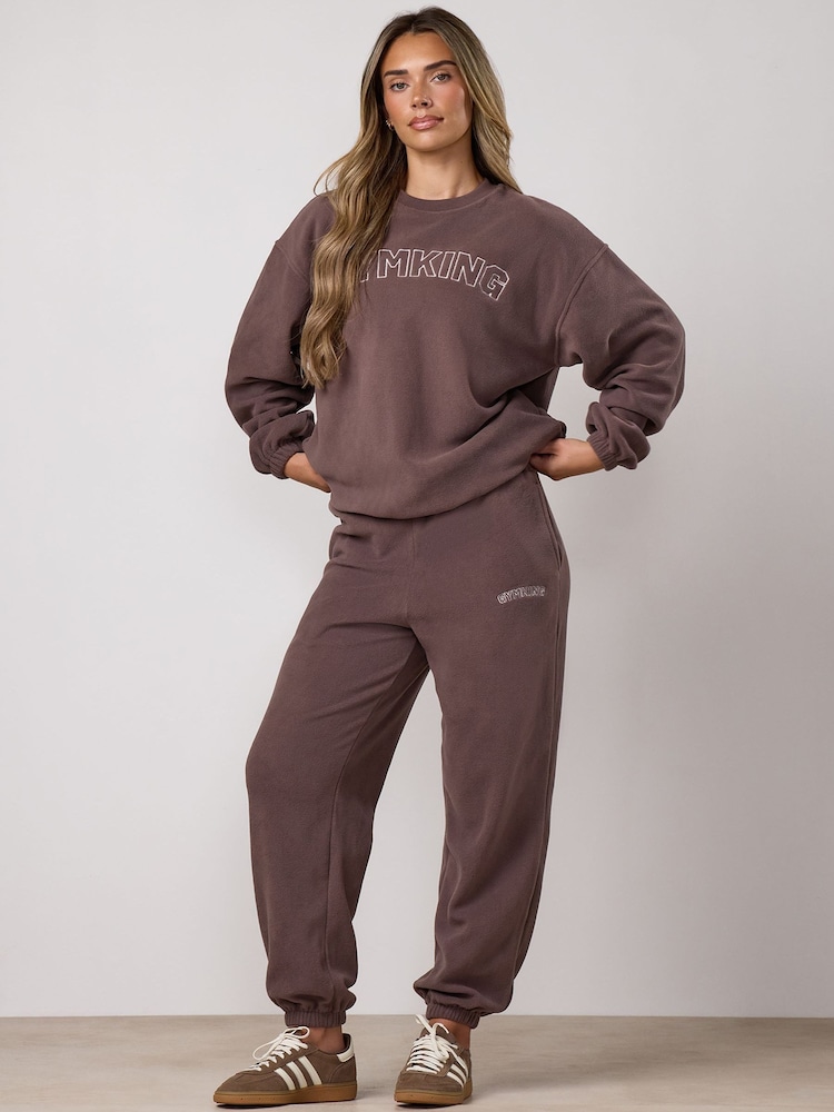 Gym King Brown Sanctuary Polar Fleece Joggers- Deep Mocha - Image 1 of 4