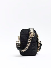 River Island Black Quilted Webbing Phone Holder Bag - Image 2 of 4