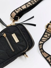 River Island Black Quilted Webbing Phone Holder Bag - Image 4 of 4