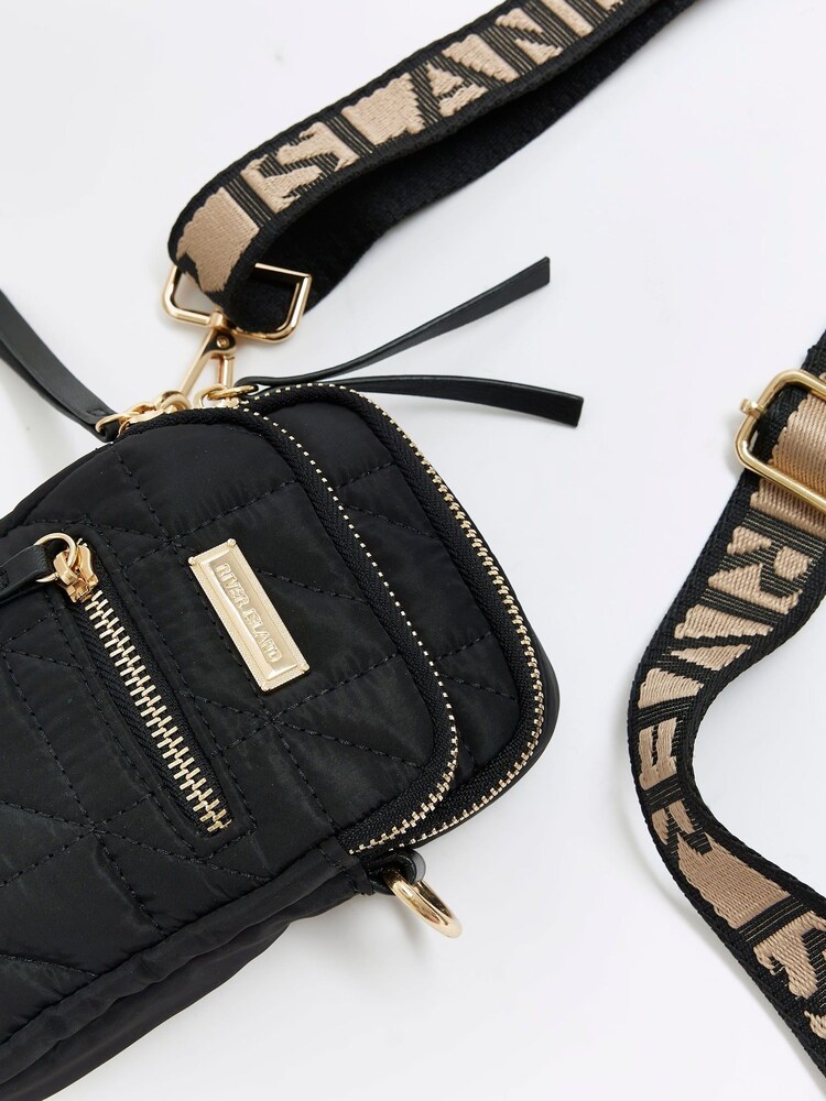 River Island Black Quilted Webbing Phone Holder Bag - Image 4 of 4