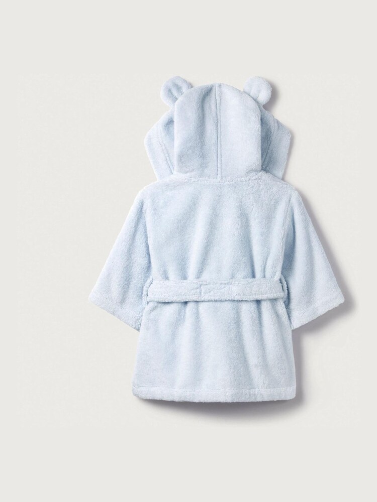 The White Company Baby Blue Bear Ears 100% Cotton Dressing Gown - Image 2 of 2